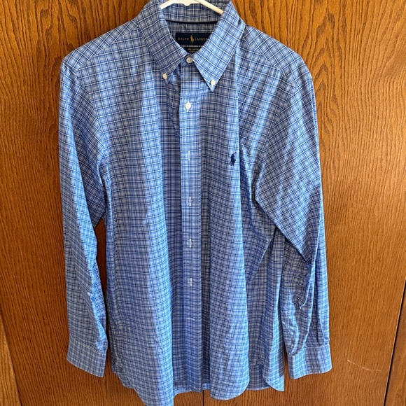 Ralph Lauren Men's Blue Plaid Button-Down Shirt - Picture 1 of 3